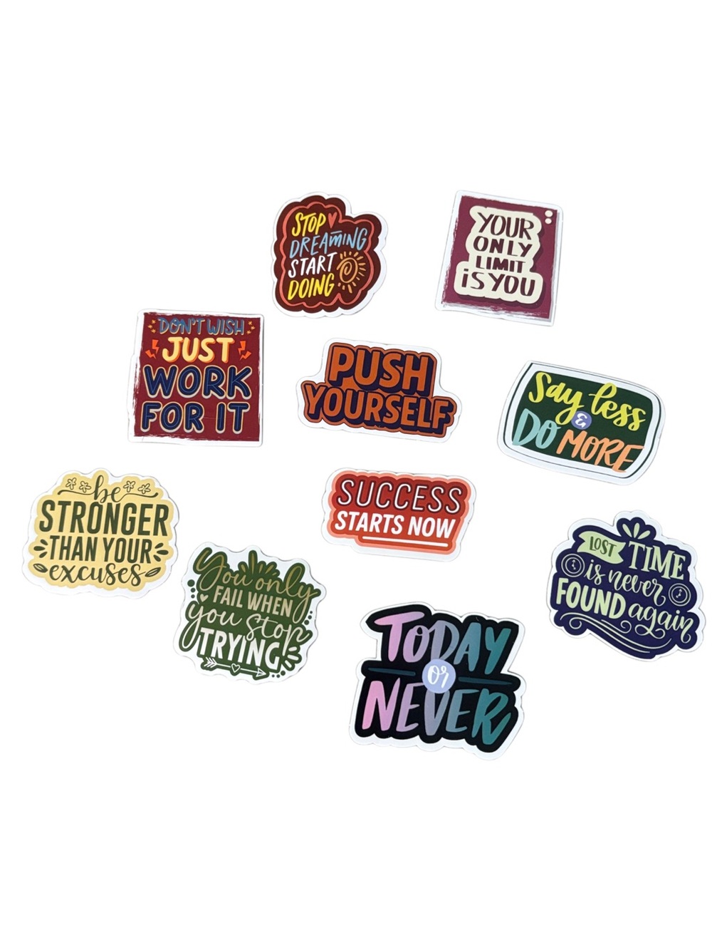 🔥Motivational Stickers— Multicolor Inspirational Quotes (10 pack)